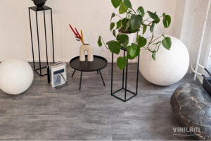 Виниловая плитка Vinilam Ceramo Stone WPC 71616 Цемент Серый