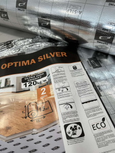 Фото Подложка A Step рулон 5,0 мм Optima Silver >100 КПа (с пароизол.,оверлапом) 